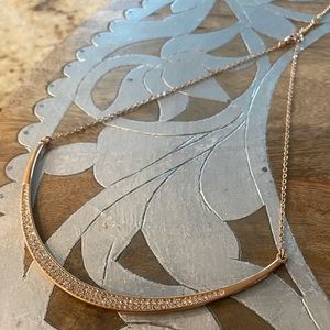 Chloe & Isabel Rose Gold Curved Pave Bar Necklace